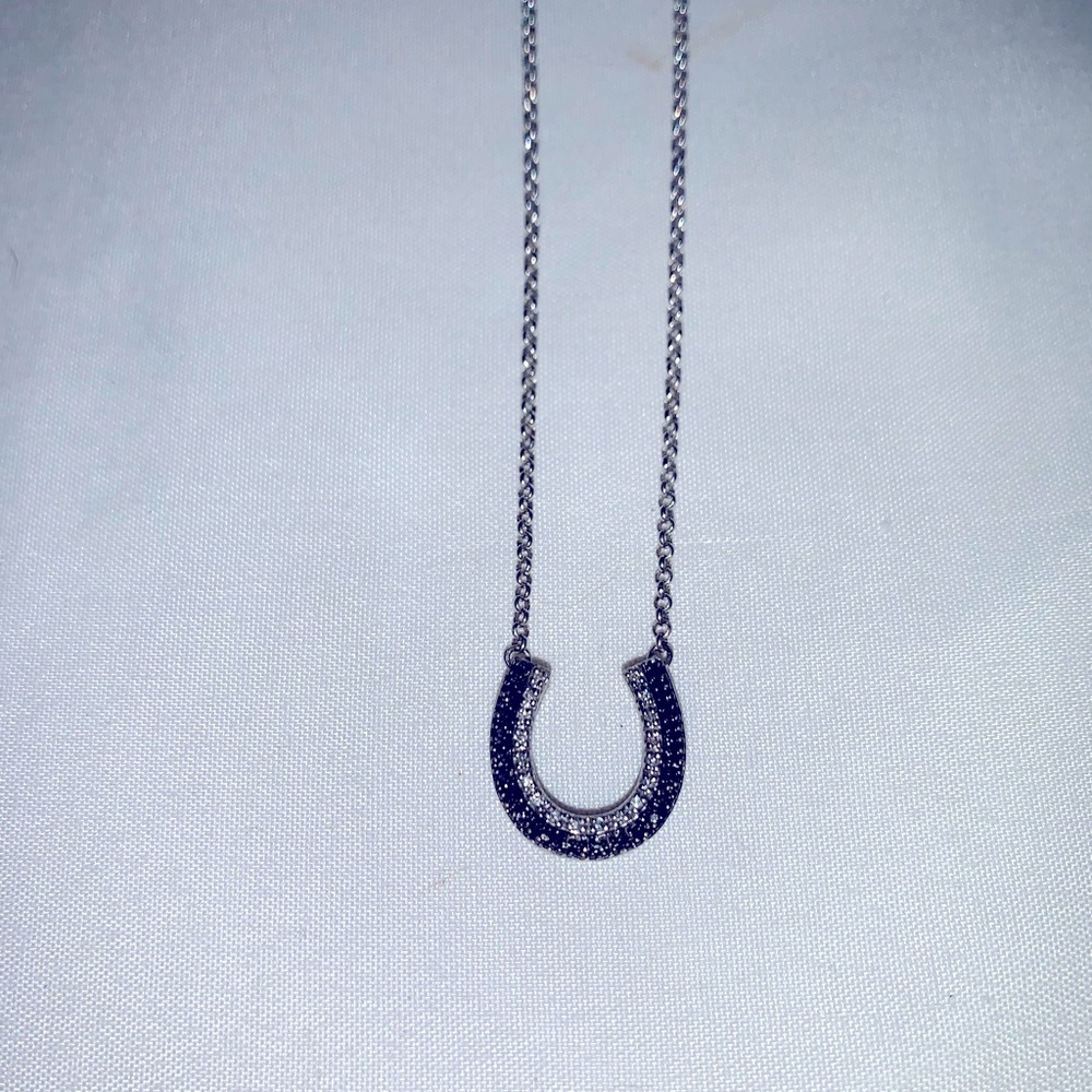 Horseshoe Black and White Diamond Necklace